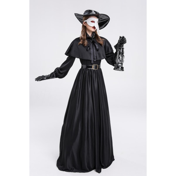 Halloween-asu Raven Doctor -asu Plague Doctor -asu Cosplay-hattu + naamio +  vaatteet + vyö + käsineet M 1ee8 | M | Fyndiq