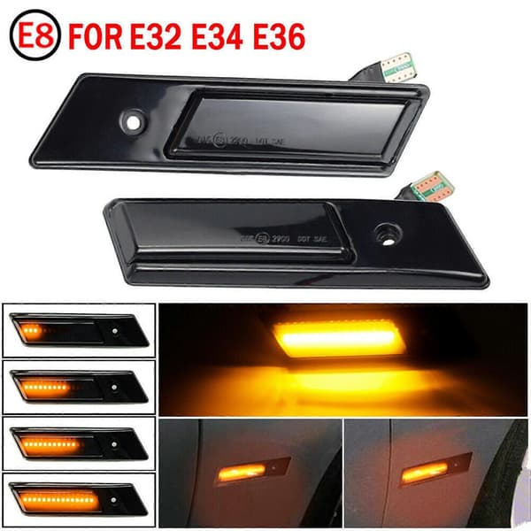 Side Marker Blinklys for 3 5 7 Serie E32 E34 E36 1990-1996 LED Sekvensiell Lampe Dynamisk Bl