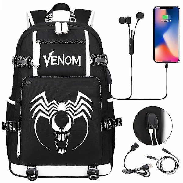 Venom Fashion Tryckt Usb Ungdoms Skolväska (2-117) Color-1
