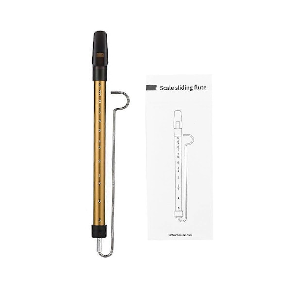 Metall Slide Whistle Skala Glidande Flöjt med Stål Glidstång Musikinstrument Leksak för Barn Flöjt (Guld)