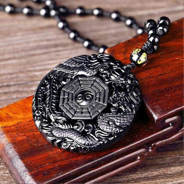 Drake Phoenix Bagua Riipus Kaulakoru Obsidian Korut