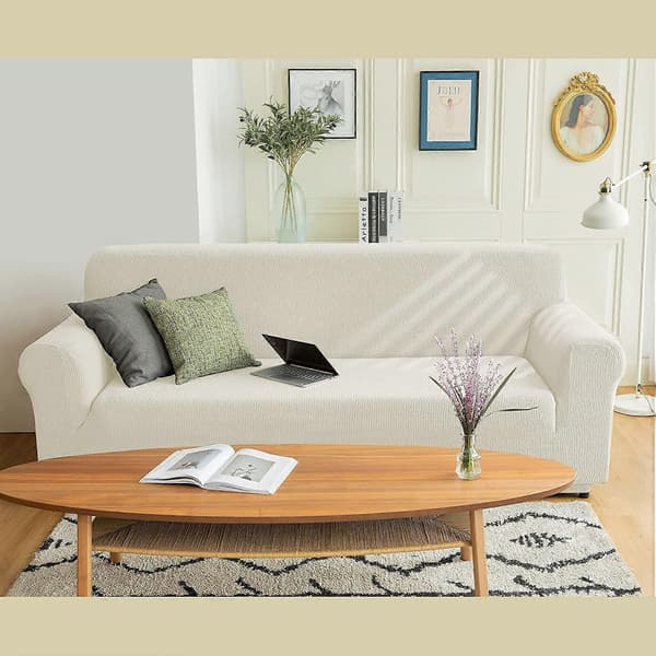 Elastiska sofföverdrag, sittdynor, stretch sofföverdrag 2-sits sofföverdrag Ivory145-185cm