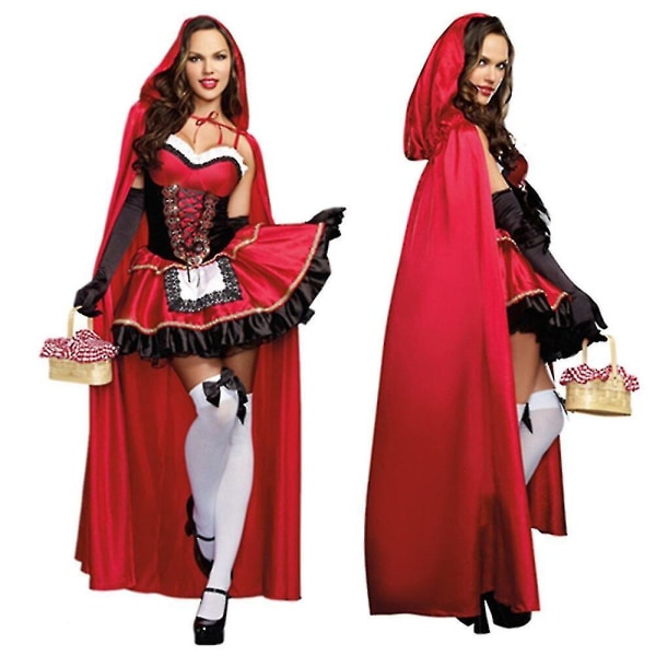 Halloween-kostymer för vuxna kvinnor Rödluvans kostym Finklänning Karnevalsfest Kappa Queen Fairy Cosplay-uniformer M