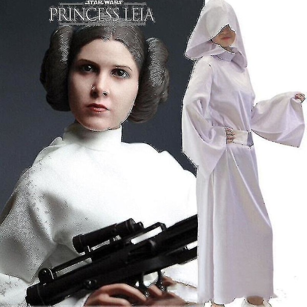 Star wars -asu Prinsessa Leia Organa Solo-asu Valkoinen korkealaatuinen mekko 2XL