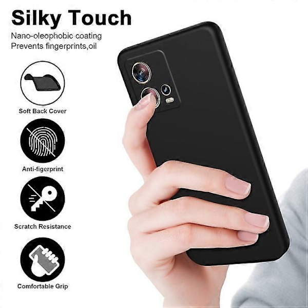 Kompatibelt Skal för Motorola Edge 30 Fusion 5G, 2.2mm Gummerat TPU Telefonskydd Black