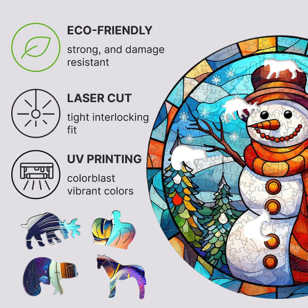 Träleksaker Montessori Snowman Christmas Älg Träpussel med trälåda 3d-pussel för vuxna Pedagogiskt YPAN-3540-A3