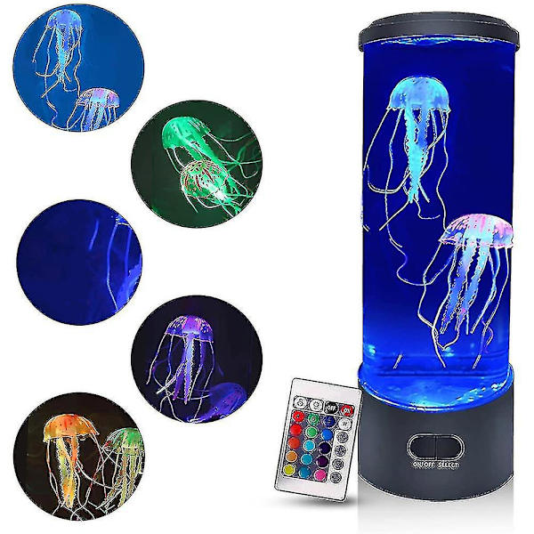 LED Jellyfish Lava Lampa Hemmakontor Skrivbord Sänglampa Stämnings USB Nattlampa
