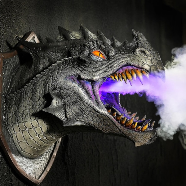 3D seinälle kiinnitettävä veistos Evil Dragon Spray Dinosaur Wall Art Escape Room Halloween-sisustus Elämänkaltainen hehku vihreä