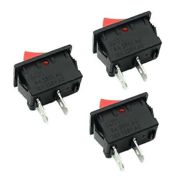 5 STK. På-Av KCD11 2Pin 2P Svart Bil Vippebryter 3A 250V 6A 125V AC Knapp KCD1-11 10X15 10X15 KCD117