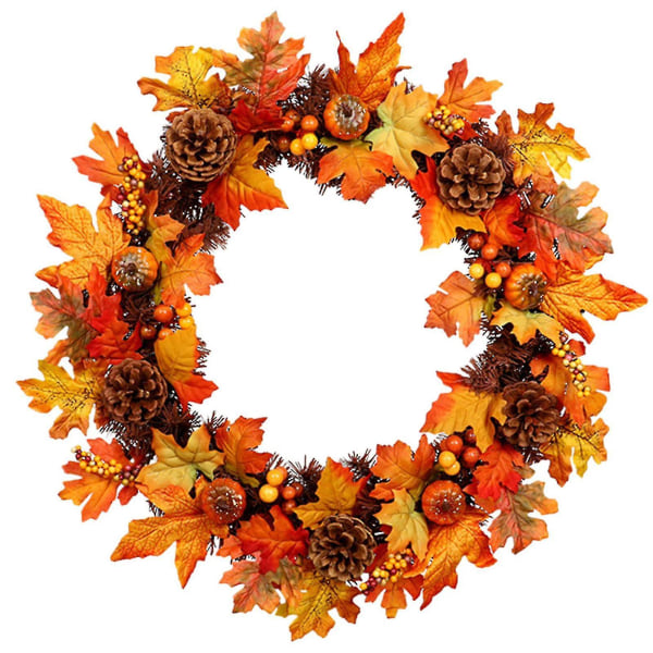 Thanksgiving Dörrdekoration Pumpa Simulering Lönnlöv Tallkotte Pumpa Skördekrans Säsongsbetonat Hem
