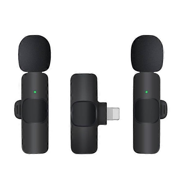 K9 Trådløs Lavalier Mikrofon 2 x Sender med Lightning Receiver Smart Støjreduktion Bærbar 2.4GHz BT Mic til Live-stre