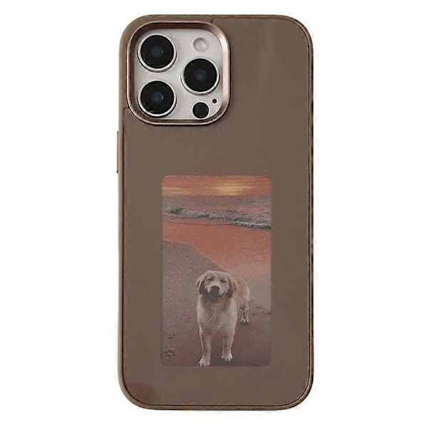 Kompatibelt för iPhone 16 Pro Max E Ink-mobilskal med 4-färgsskärm, DIY Trådlös NFC-fotovisning Brown