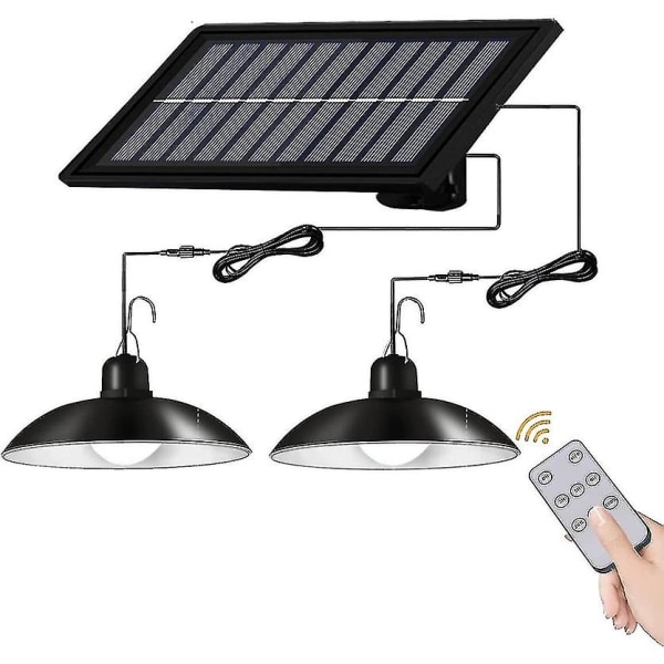 Solcellsdriven Hänglampa Inomhus Ip65 Vattentät Lampa För Korridor Utomhus Skjul Lada Lusthus Warm light Double head