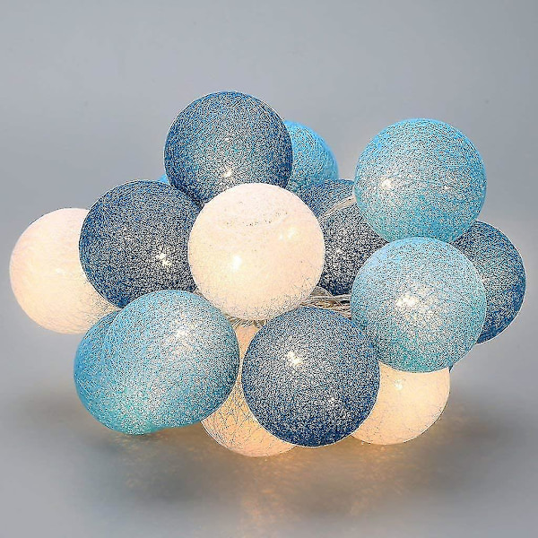 Ljusslinga Bomullsbollar Batteri - 3,3m 20 LED-lampor Sovrumsbelysning Blue starry sky