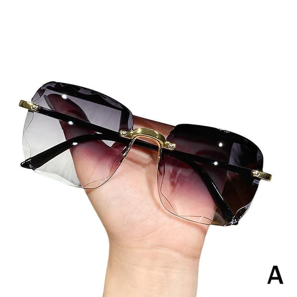 Dammode Metal Oversized Rimless Square Rimless Summer Sunglasses grå