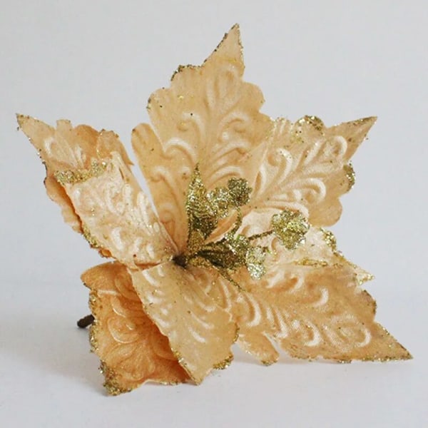28CM 1/2/3kpl Suuri joulun keinotekoinen kukka Glitter Joulukuusen koristelu koti puutarha koulu ostoskeskus Lomatapahtuman koristelu 28CM Gold 3pcs
