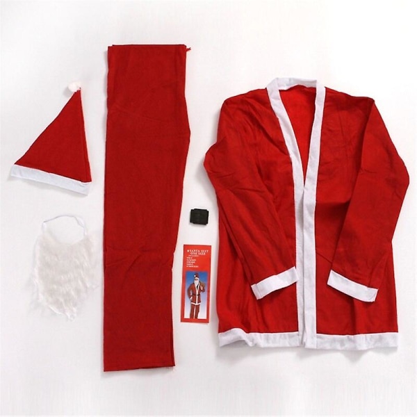 Jul Tomtedräkt Set Jultomte Kostym Tomte Cosplay Skägg Tomtedräkt För Män Julfest Kostym