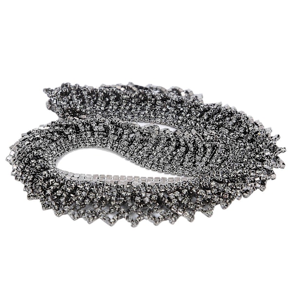 Strass Tofs Kedja Kant Dubbel Rad Hantverksdekorationer Halsband Kläder Tillbehör Gunmetal
