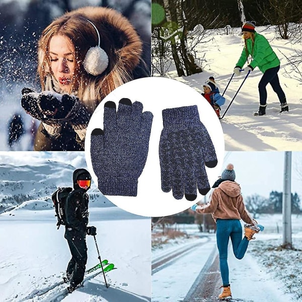 Vinterhandsker til mænd og kvinder - Touchscreen handsker skridsikker silikone S-l Grey S