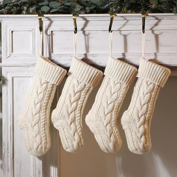 Juldekorationsmaterial, Julgrans Plysch Stickade Strumpor, Strumpor Presentpåse Hänge White and green
