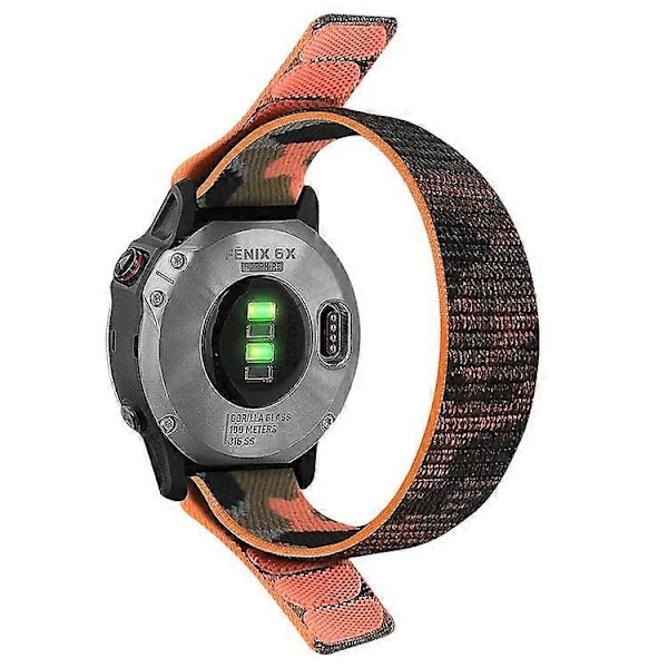 Kompatibel med Garmin Tactix 7 Pro / Fenix 7X / 6X Pro Erstatning Nylon Klokkereim 26mm Justerbar Borrelås Armbåndsrem Orange