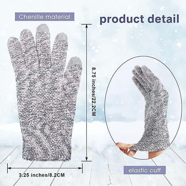 4 Par Dame Vinter Touchscreen Handsker Varme Teksthandsker Chenille Strikhandsker