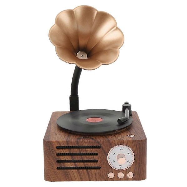 Retro Grammofonform Bluetooth Högtalare Portabel Box Trådlös Högtalare Utomhus för Ljudsystem TF F