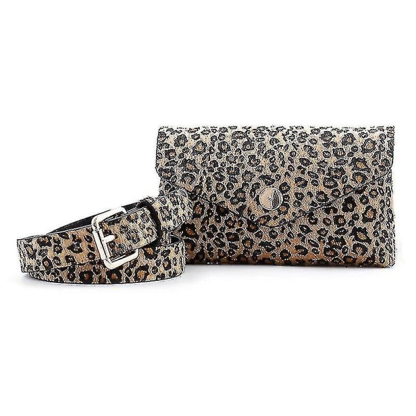Mode Midjeväska i Läder för Kvinnor Fanny Pack Bältesväska Rese Höft Bum Bröst Telefonfodral Leopard A