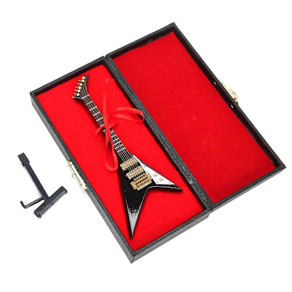 Elektrisk Guitar Model Sort Mini Musikinstrumenter Samling Gave Ornamenter 14cm