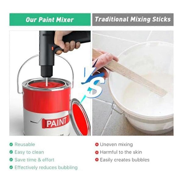 11-tommers borbits malingsmikser, 4-delt borbits mikserfeste, 1 gallon resin epoksy mikser, malingsmikser