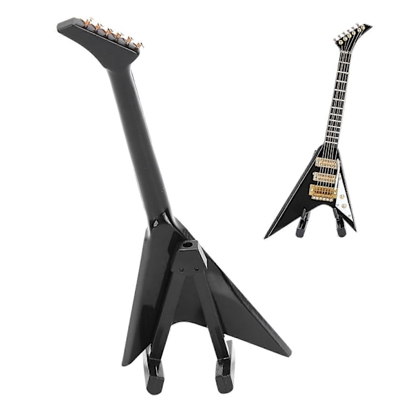 Elektrisk Guitar Model Sort Mini Musikinstrumenter Samling Gave Ornamenter 14cm