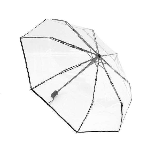 Transparent Paraply Automatiskt Paraply Regn Kvinnor Män Auto Paraply Kompakt Hopfällbart Vindtätt Styl