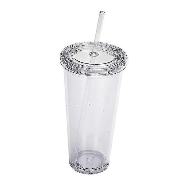 24oz Klassisk Tumblerkopp med Lock och Återanvändbart Sugrör