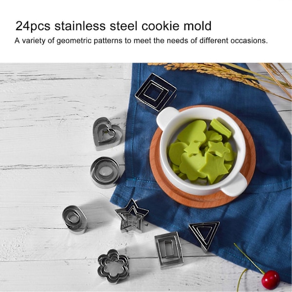Kakeformsett, rustfritt stål, rund, stjerne, hjerte og mer for baking