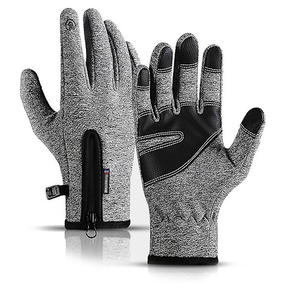 Miesten ja naisten talvikäsineet, vedenpitävät lämpimät käsineet, sormenpääherkät S-XL Grey S