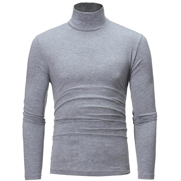 Polo med hög krage för män, enfärgad, smal, elastisk, tunn, pullover, vår, höst, underkläder, polotröja, herrstickad blus, baströja, topp Deep blue 2 XL