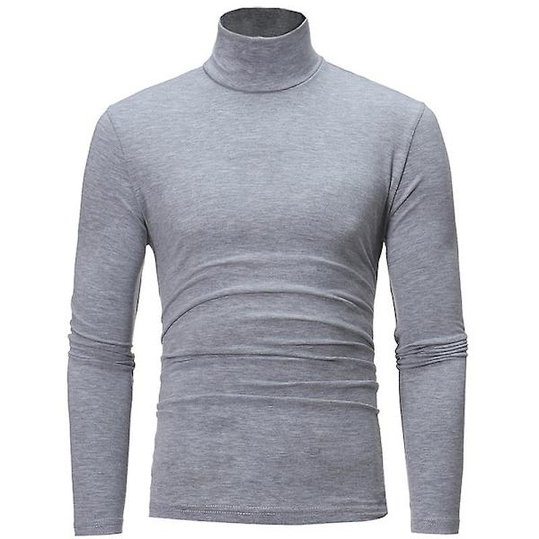 Rullekrave til mænd Ensfarvet Slim Elastisk Tynd Pullover Forår Efterår Undertøj Rullekrave Mænd Strik Bluse Base T-shirt Top Deep gray 4 M