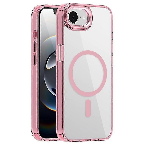 Kompatibelt deksel for iPhone 16e TPU+PC Transparent Magnetisk Telefondeksel Pink