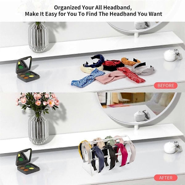Klar Akryl Horisontal Hårbøyle Hårbånd Holder Display Organizer Smykke Display Stativ for Tenåring