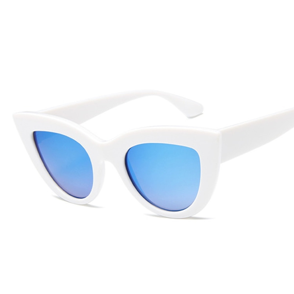 Cat Eye Mode Solglasögon Dam Retro Lyxiga Svarta Glasögon Solglasögon Dam UV402 Glasögonskärmar WhiteBlue Style3