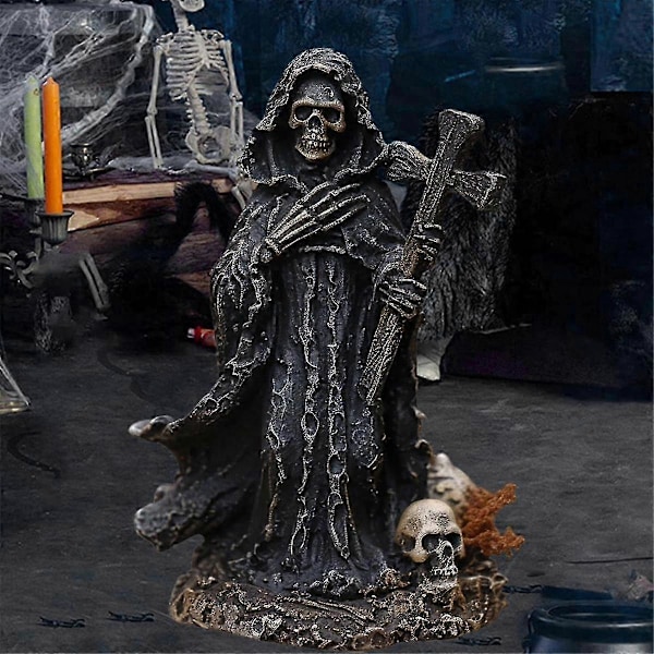 Skelet Figur Ond Grim Reaper Til Halloween Hjemmekontor Indretning Resin Statue Skulptur Ornament B