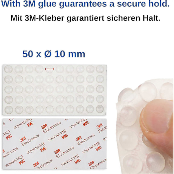 Silikonityynyt, 50 kpl pakkaus, 50 x 10 mm, läpinäkyvä, itseliimautuva vaimennustyyny, suojatulppa, huonekalutulppa kaappeihin, laatikoihin, oven pysäytin