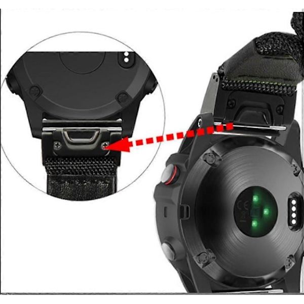 Passer til Fenix 5 Quick Release nylonrem Fenix 7 Easy Quick Release rem, grønn