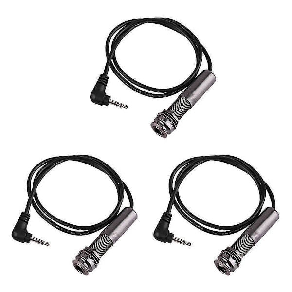 3X Akustisk Gitarr Piezo Pickup Endpin Jack Adapter med Stereo Instrumentkabel