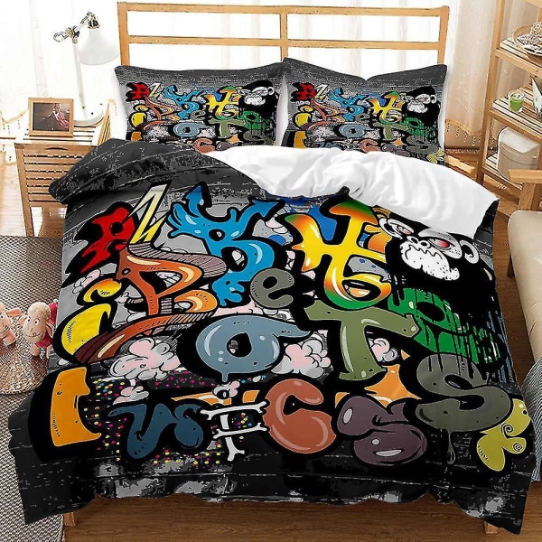 Hip Hop -sarjan peittopussilakanasetti, kodintekstiili, kolmiosainen setti Q C 175*218three-piece set