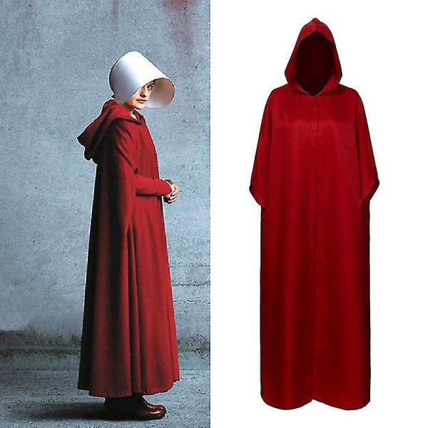 The Handmaid's Tale Kappe Handmaid Offred Kvinder Cosplay Mørkerød Kappe Halloween Kostume Festrekvisitter S