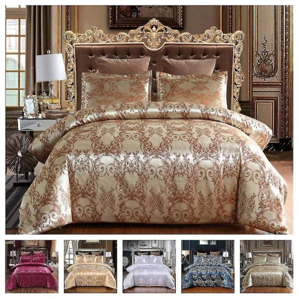Sängkläder med Satin Jacquard Påslakan och Dragkedja Gray AUSingle 140x210