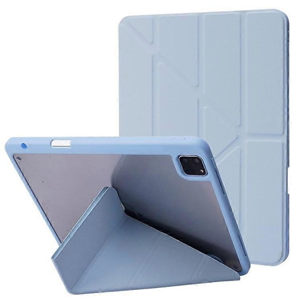 Kompatibel for iPad Pro 12.9-tommer (2021)/(2020)/(2018) Nettbrettveske Auto Wake/Sleep Origami Stativ PU-Lær + Akryl Deksel Azure