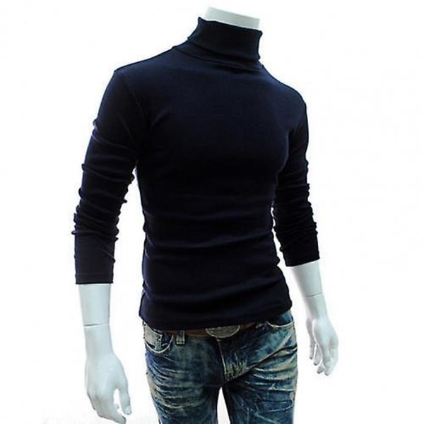 Toppe Sweaters Strikket Pullover Langærmet Rullekrave Herre Pullover Blød Strækbar Strikket Trøje Til Efterår Vinter Strikkede Sweaters Royal Blue M