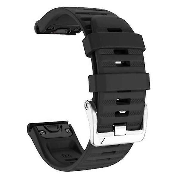 Kompatibel med Garmin Tactix 7 Pro / Fenix 7X / Fenix 6X Pro 26mm Klockarmband Silikonarmband med Stål Silver Spänne Black